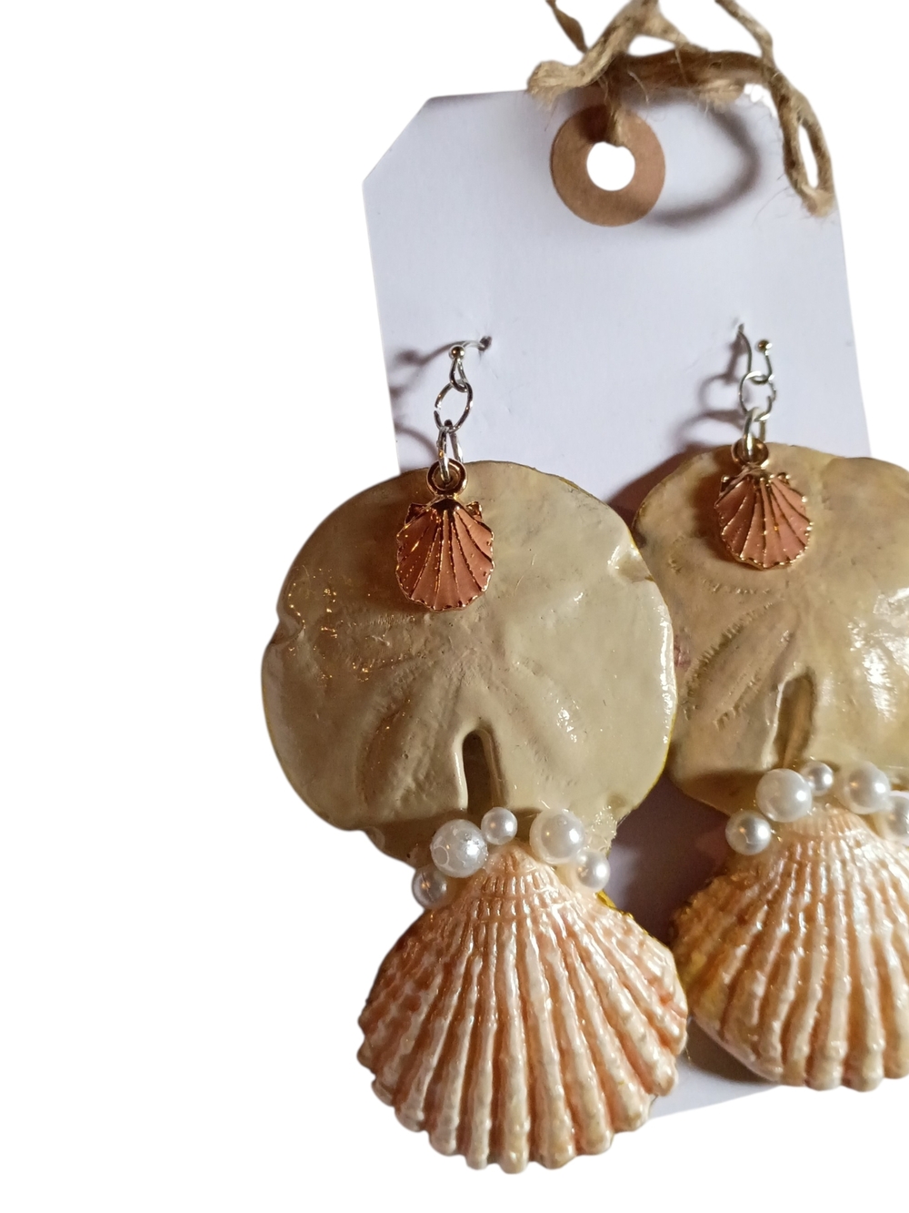 Handcrafted Cream & Peach Shell Drop Earrings - Women Jewelry Earrings